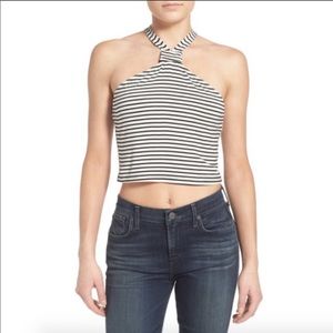 Mimi Chica White with black stripes crop top